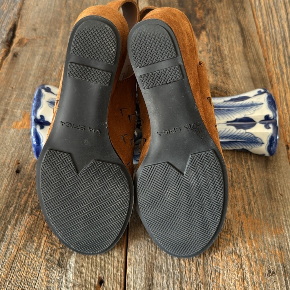 Via Spiga Leatrice Suede Wedge Sandals Size 7.5M - Picture 10 of 12